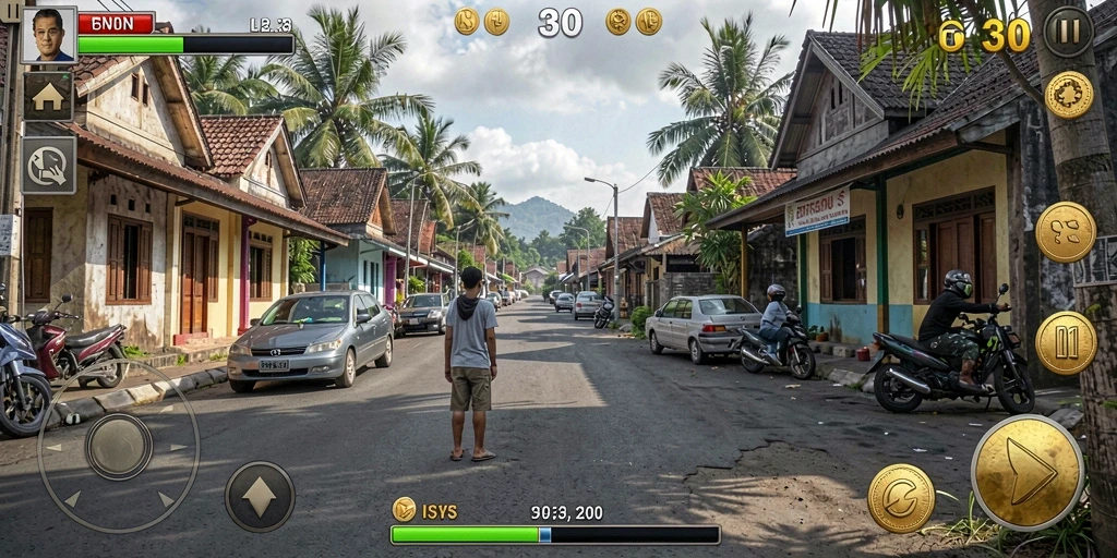 Screenshot menunjukkan karakter utama dalam aksi seru.
